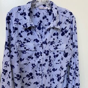 Blue & white button down blouse